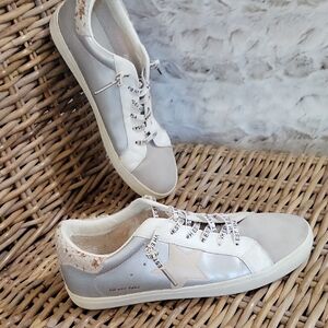 Vintage Havana Meera Star Sneakers, Womens 10 Gray and White, Snake Skin Accent